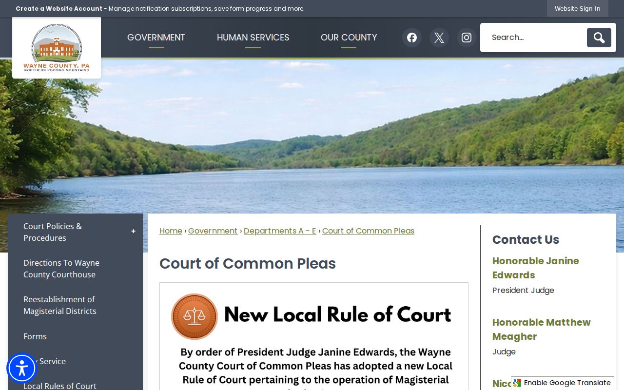 Wayne County criminal court case information from the Court of Common Pleas