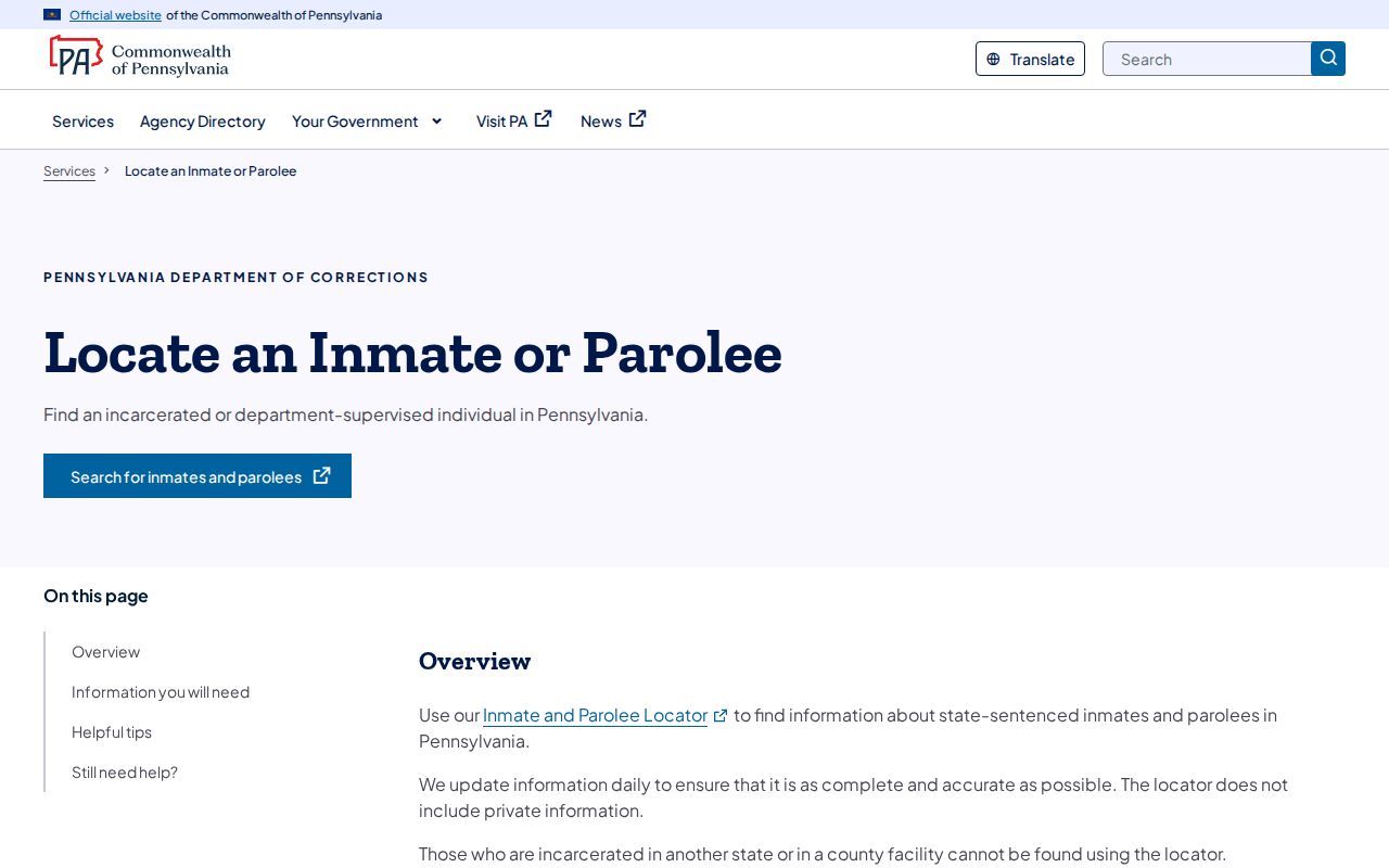 Hawley criminal record Pennsylvania state inmate locator