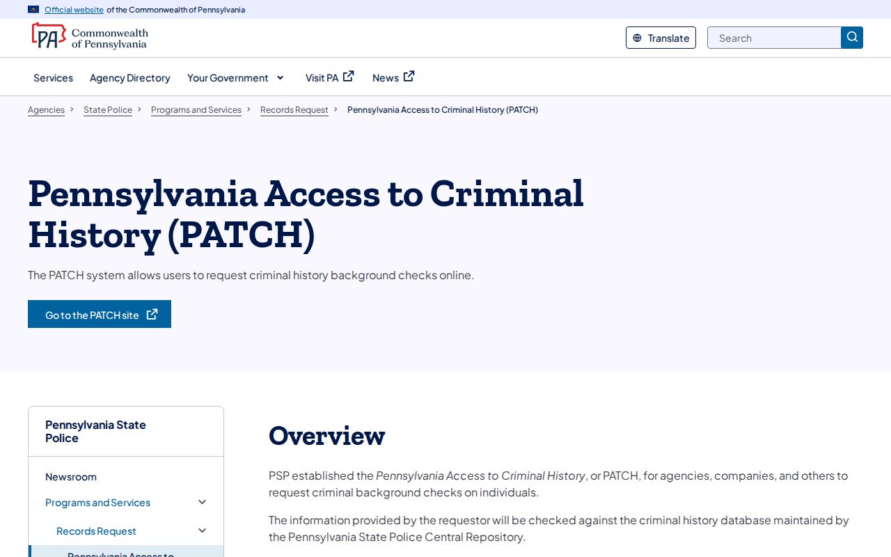Wayne County criminal history PATCH response guidance