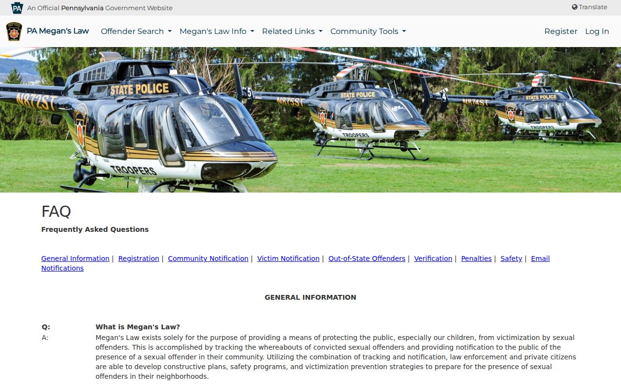 Wayne County sex offender registry profile and alert information