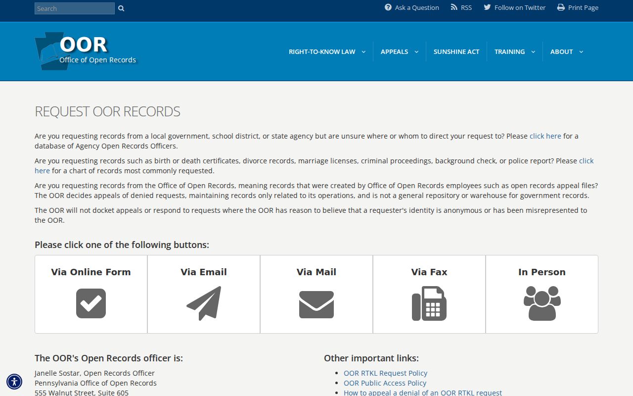 Waymart criminal record Right-to-Know request form
